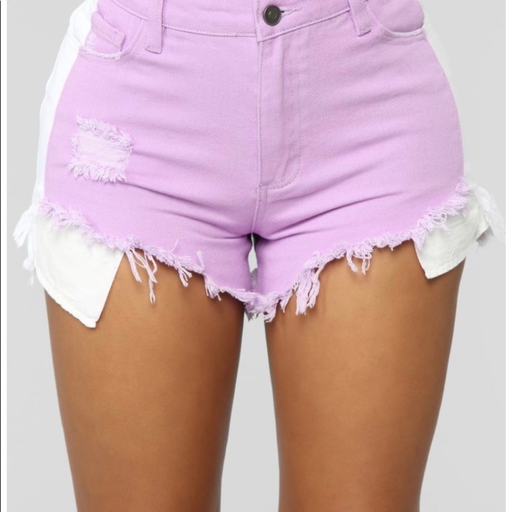 Purple and White Fashion Nova Shorts
